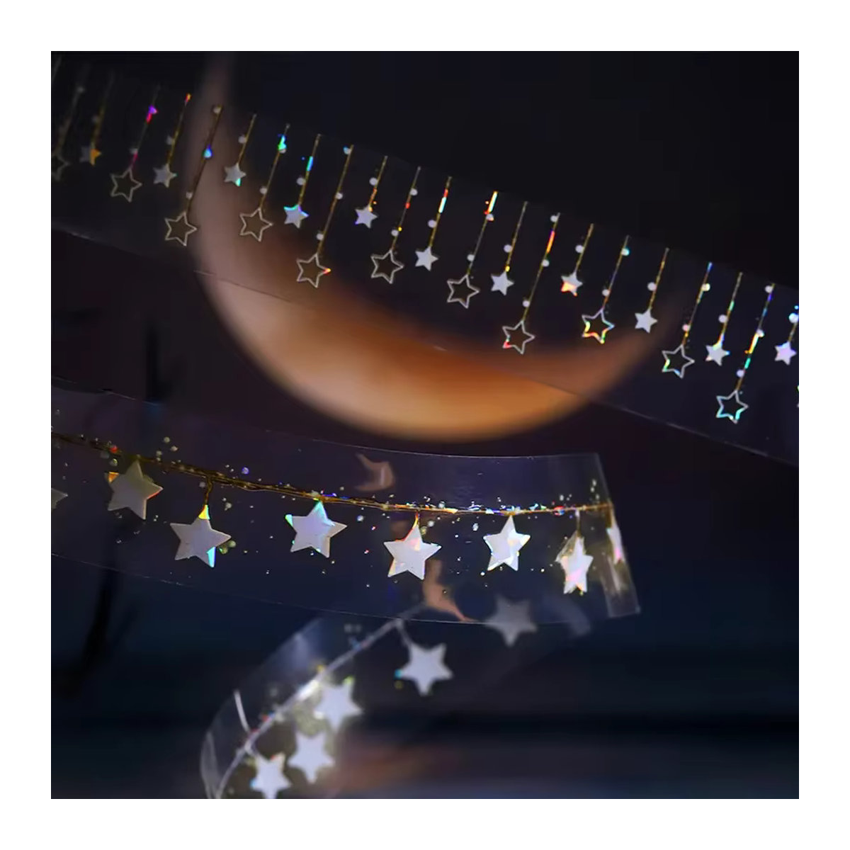 YCDBTH Dekoratives Klebeband mit Sternlicht-Motiv für DIY-Projekte und Scrapbooking, mehrfarbig, Breite: 3 cm, Länge: 2 m - Bild 2