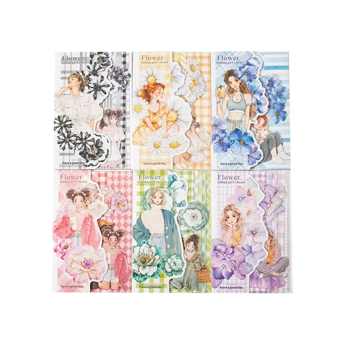 YCDBTH Flower Drop Romance Serie Kraftpapier-Aufkleber mit 20 Stück in Weiß und Mehrfarbig, florale Motive und Mädchen-Designs - Bild 3
