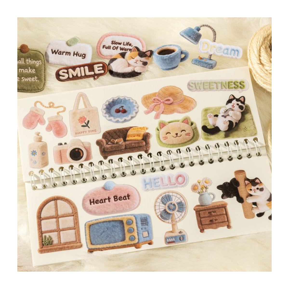 YCDBTH Plüsch-Heim-Dekor-Aufkleber-Set mit 30 Blatt in 6 Stilen, mehrfarbig, ideal für Kinder - Bild 1