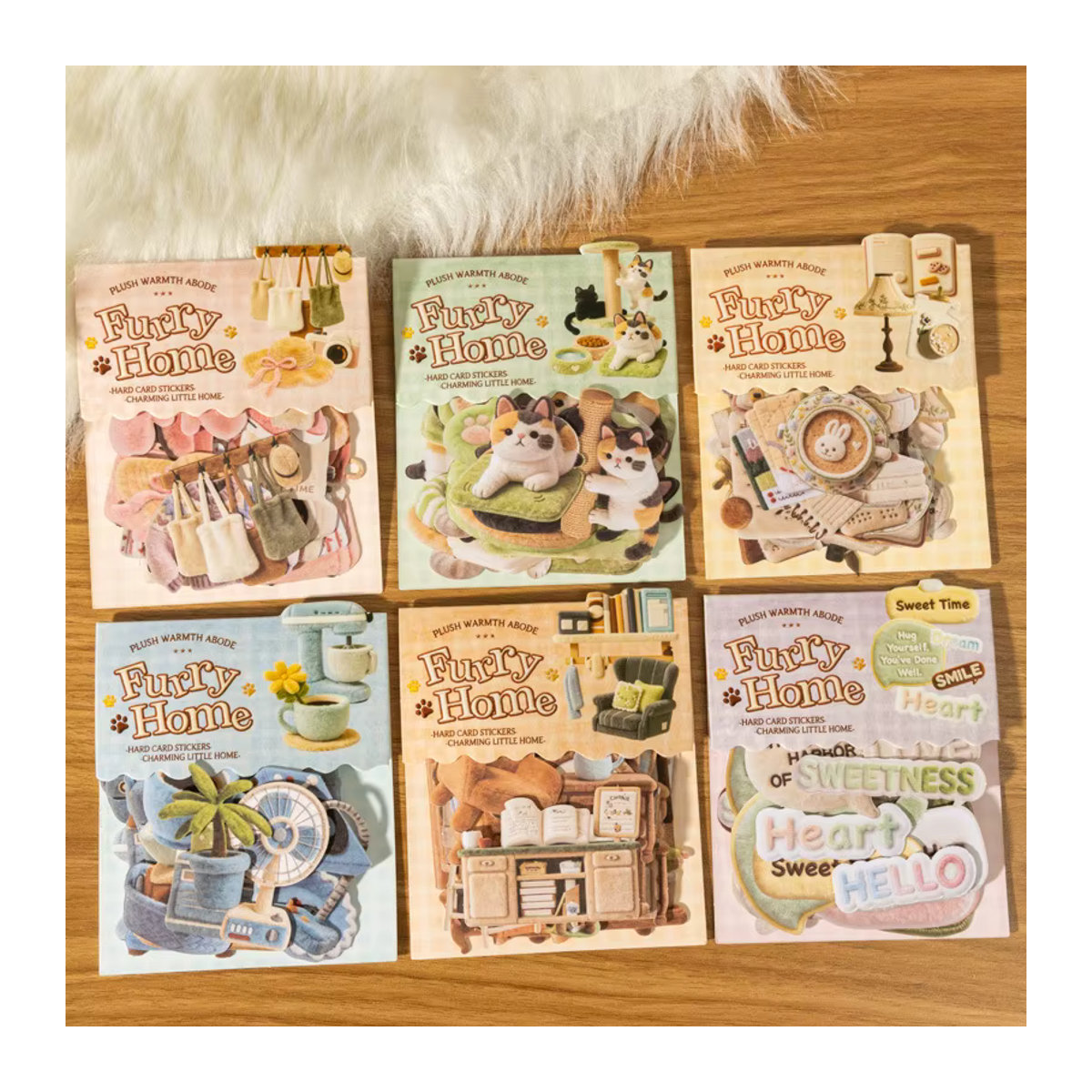 YCDBTH Plüsch-Heim-Dekor-Aufkleber-Set mit 30 Blatt in 6 Stilen, mehrfarbig, ideal für Kinder - Bild 2
