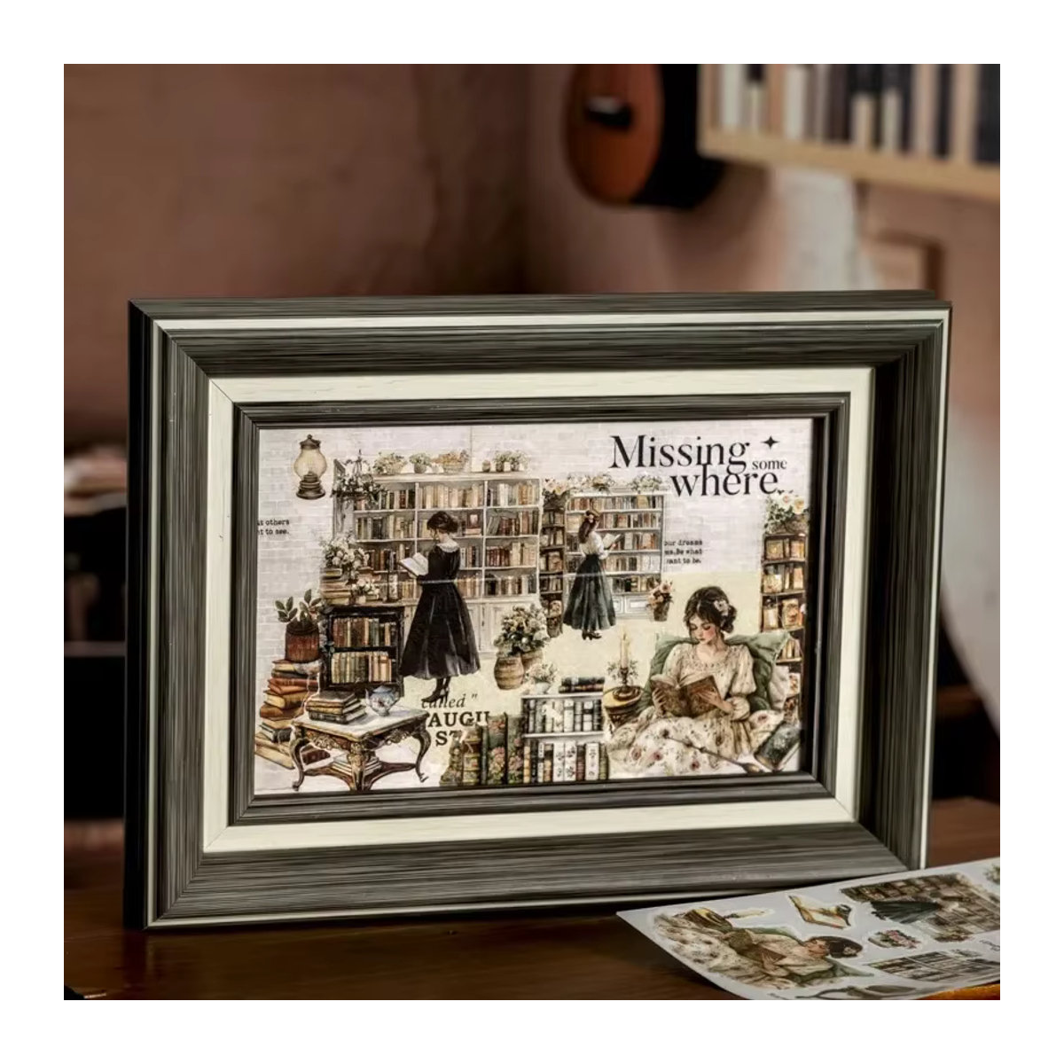 YCDBTH Retro Katzen und Bücher Aufkleber Set aus PVC, 2er-Pack, Mehrfarbig, B: 24,9 cm x H: 10,5 cm - Bild 4