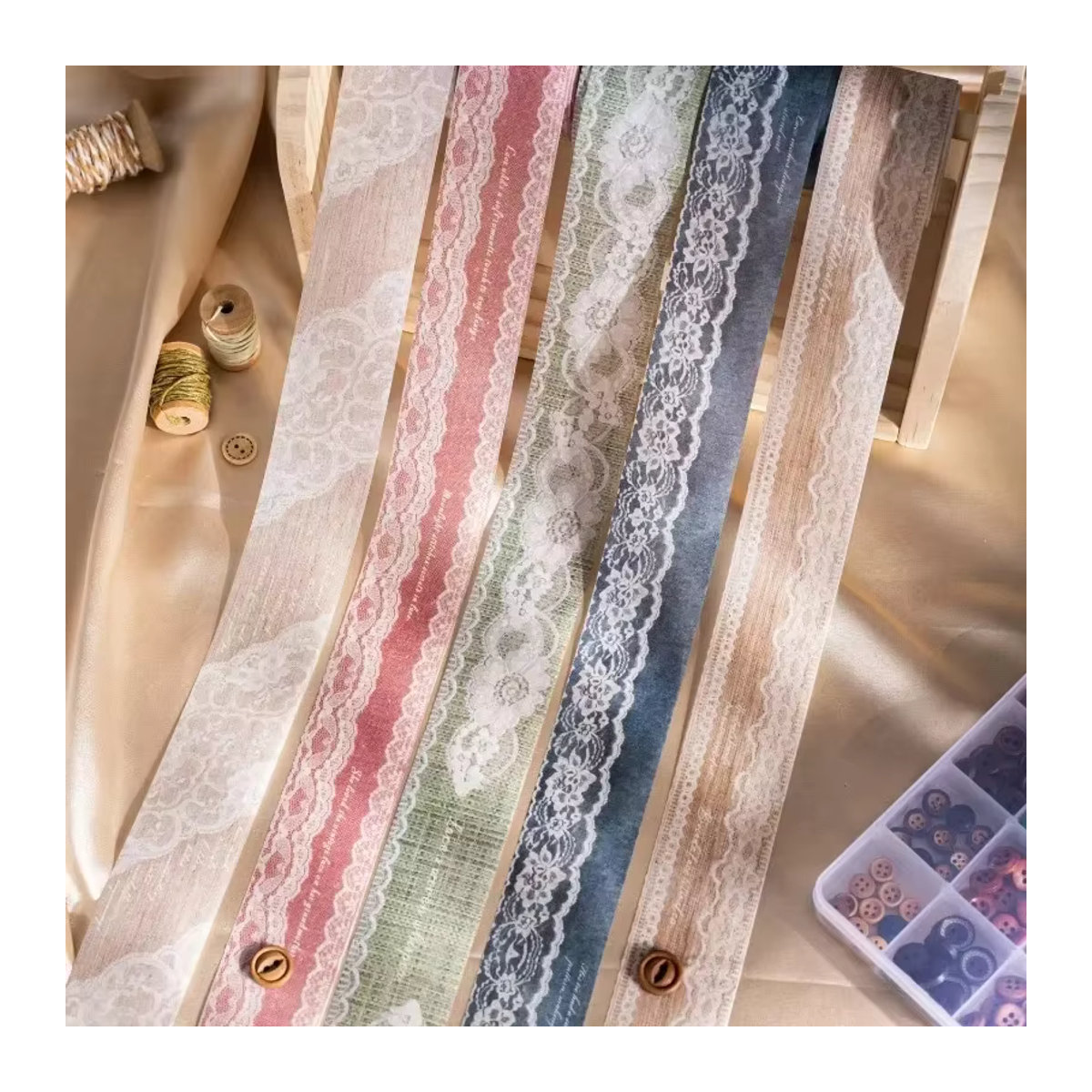 YCDBTH Spitzenstoff-Textur-Hintergrundband aus der Traumweaving-Serie, floral, mehrfarbig, Breite: 38 cm, 6 Stile - Bild 3