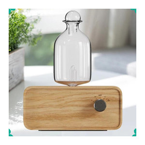 YCTMO Elektrischer Aroma Diffusor aus Glas mit Holzmaserung und 2600 mAh Akku für Home Office und Zimmer, Transparent