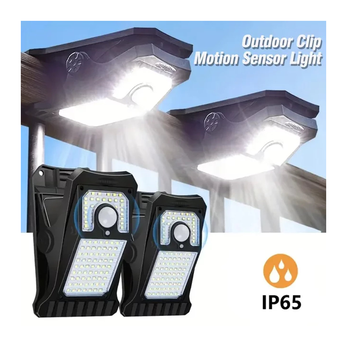 YD-19 Solar Clip Licht mit Bewegungssensor, wasserdichte LED Solarleuchte in Schwarz für Garten, Terrasse und Camping - Bild 1