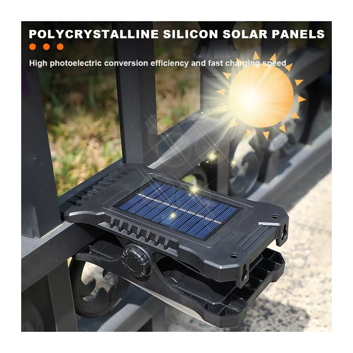 YD-19 Solar Clip Licht mit Bewegungssensor, wasserdichte LED Solarleuchte in Schwarz für Garten, Terrasse und Camping - Bild 4