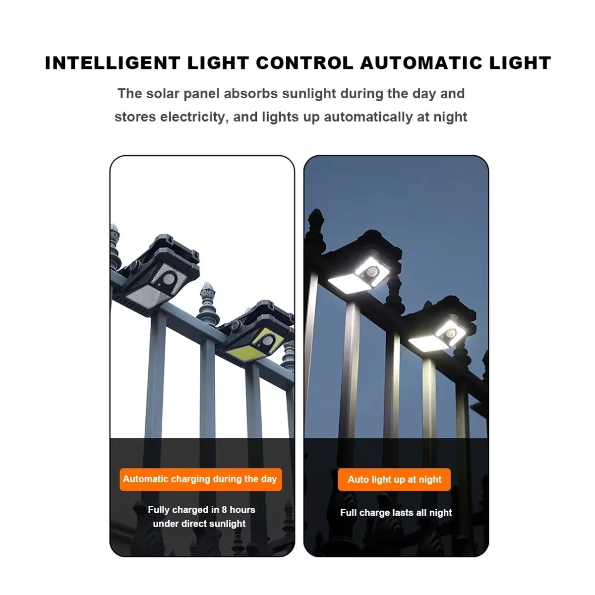 YD-19 Solar Clip Licht mit Bewegungssensor, wasserdichte LED Solarleuchte in Schwarz für Garten, Terrasse und Camping - Bild 5