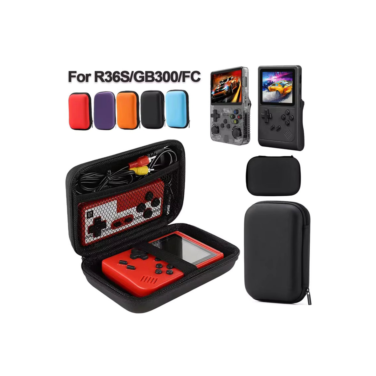 YECKTEGJ Tragetasche für R36S GB300 FC und RG35XX Handheld Spielkonsolen in Schwarz mit Mesh-Netz im minimalistischen Retro-Design - Bild 7