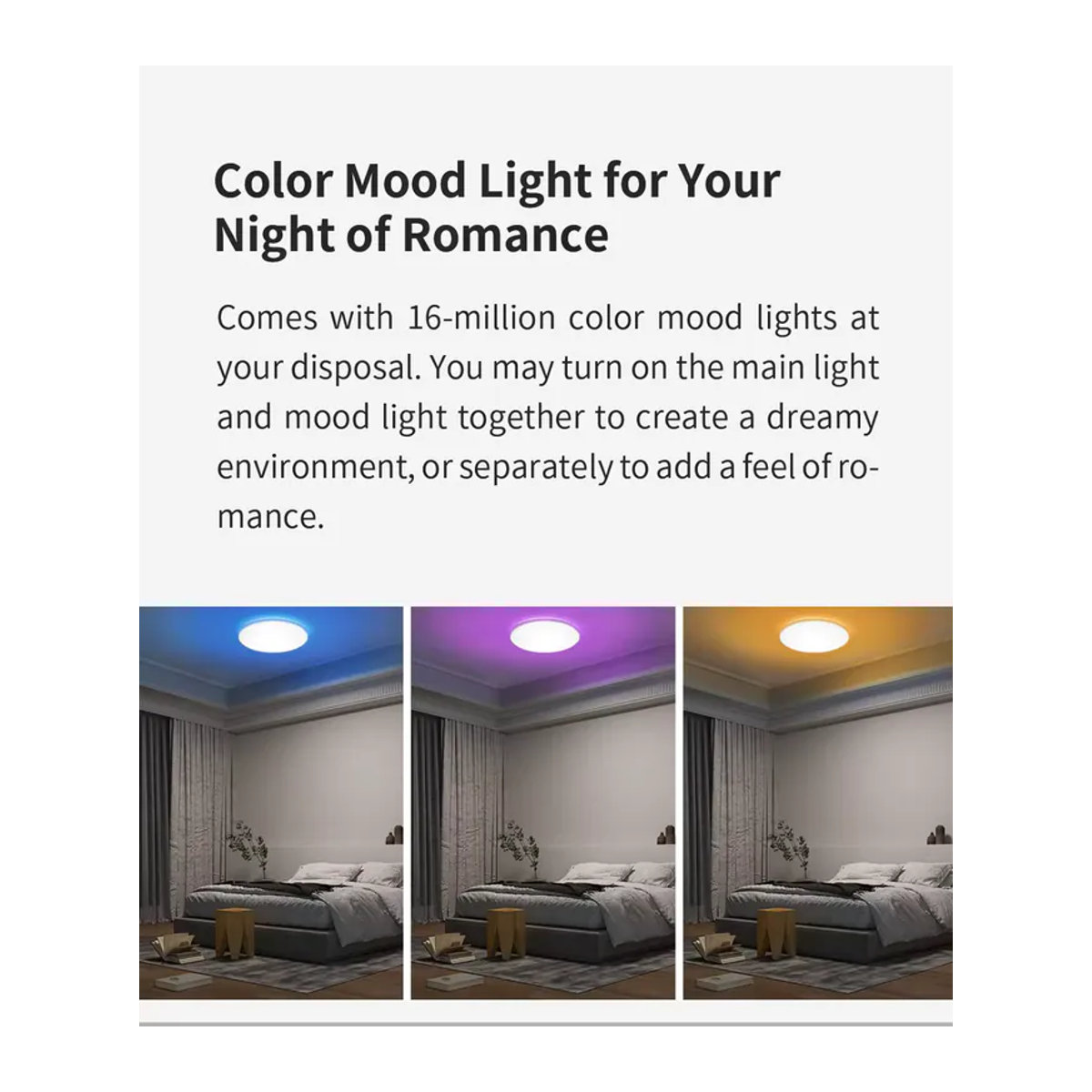 Yeelight Smart LED RGB Deckenleuchte mit WLAN, dimmbar, Farbtemperatur 2700K-6500K, ultradünnes Design, Sprachsteuerung via App, HomeKit und Mi Home, bunt - Bild 2