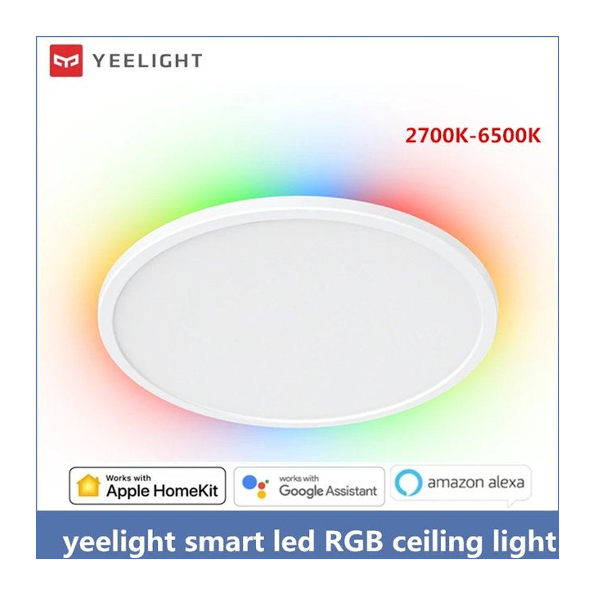 Yeelight Smart LED RGB Deckenleuchte WLAN 24W Dimmbar Ultradünn mit Sprachsteuerung Kompatibel mit App Homekit und Mi Home in Bunt und Neutralweiß - Bild 1