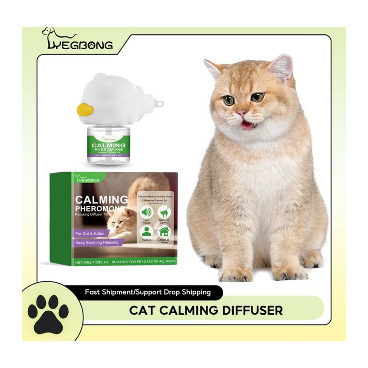 YEGBONG Beruhigender Katzen-Diffusor mit Pheromon-Plug-In zur Angstreduktion in Weiß - Bild 1