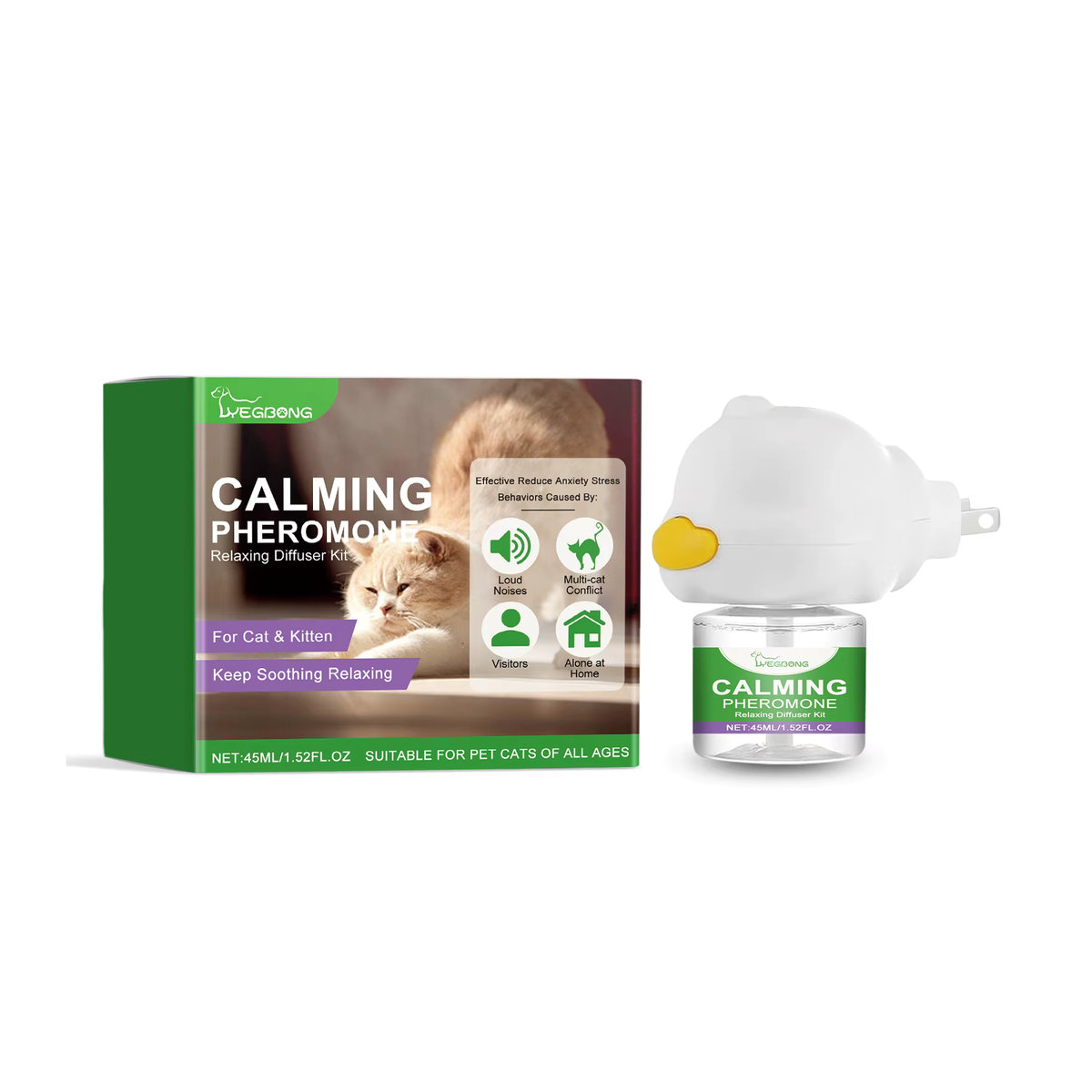 YEGBONG Beruhigender Katzen-Diffusor mit Pheromon-Plug-In zur Angstreduktion in Weiß - Bild 2