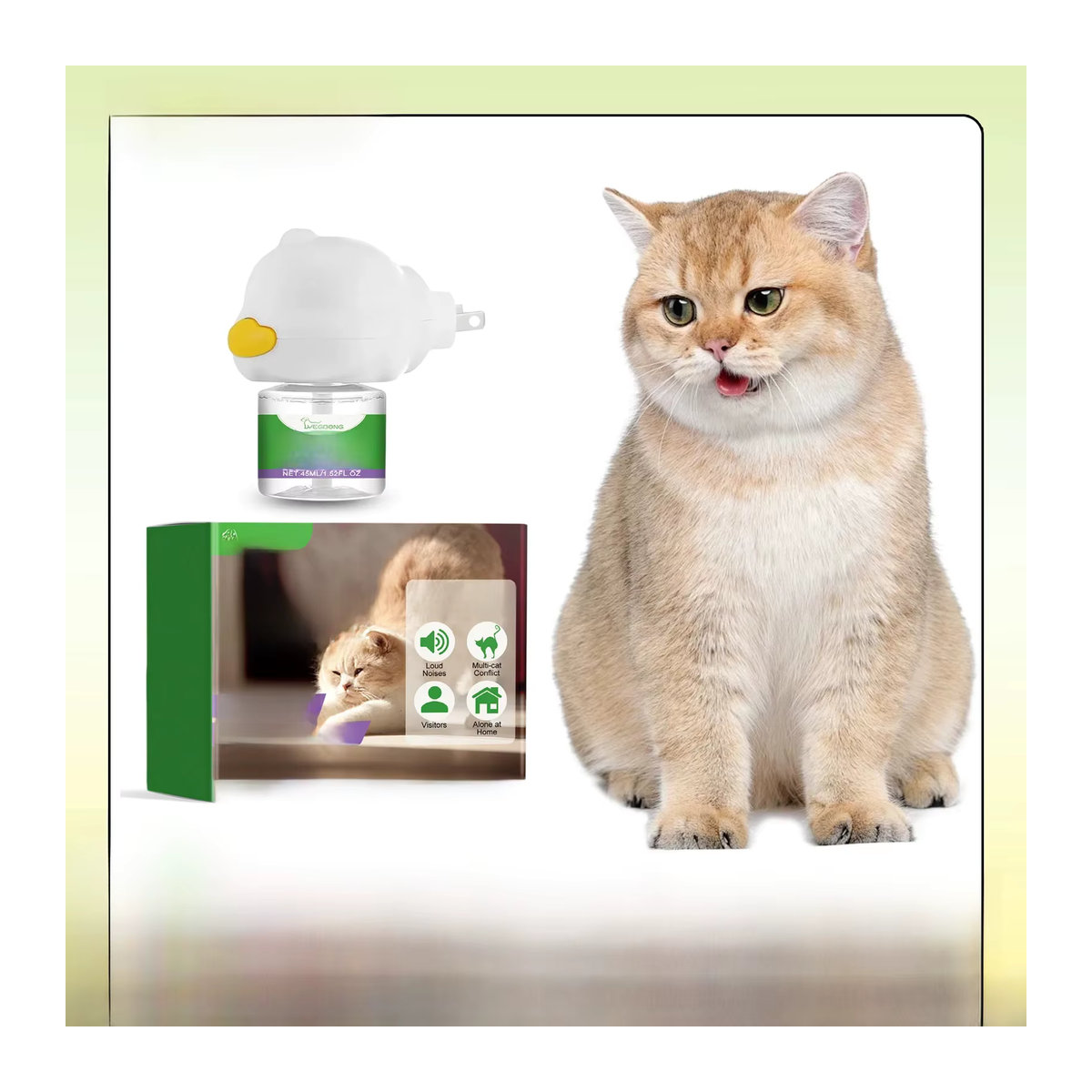 YEGBONG Beruhigender Katzen-Diffusor mit Pheromon-Plug-In zur Angstreduktion in Weiß - Bild 4
