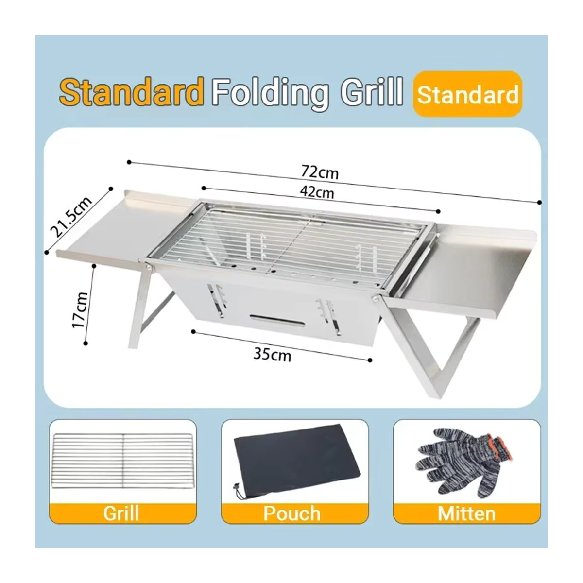 YEGBONG Edelstahl Holzkohle Grill mit Klapp-Rack für Outdoor und Haushalt - Bild 3