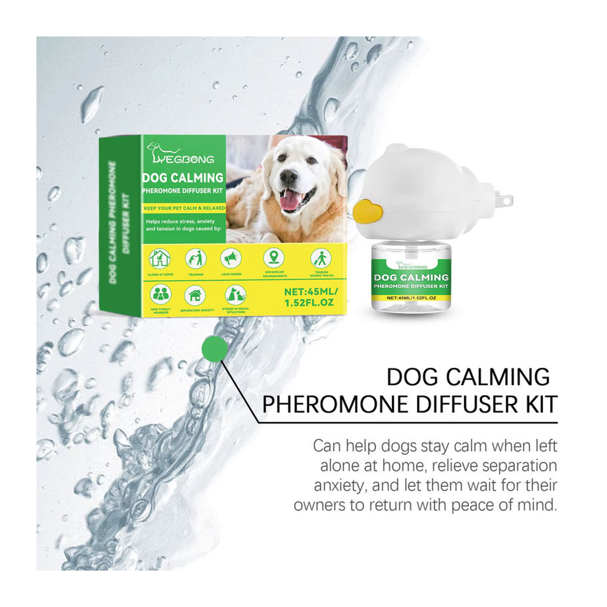 YEGBONG Hunde-Emotionen-Diffusor-Set zur Angstlinderung und Stressreduzierung in Weiß - Bild 3
