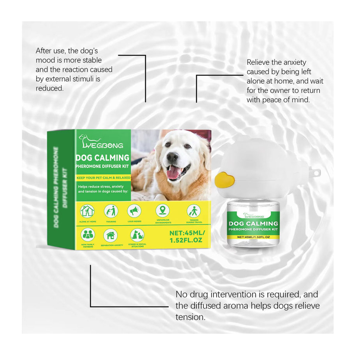 YEGBONG Hunde-Emotionen-Diffusor-Set zur Angstlinderung und Stressreduzierung in Weiß - Bild 4