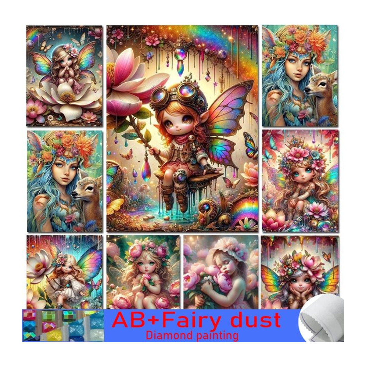 YEHUA STAR Diamond Painting Set Feenmädchen 5D Mosaik Stickerei Kit mit 120 Farben in Lila und Mehrfarbig - Bild 1