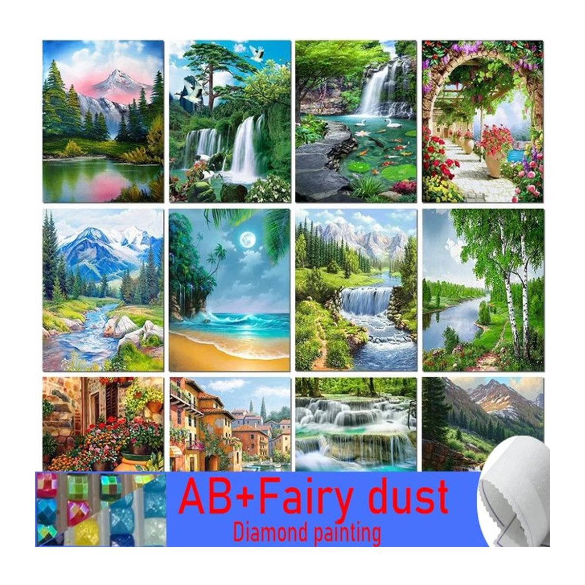 YEHUA STAR DIY 5D Kreuzstich Stickerei Set Landschaft Wald Mosaik Kunstbild mit 120 Farben in Mehrfarbig - Bild 1