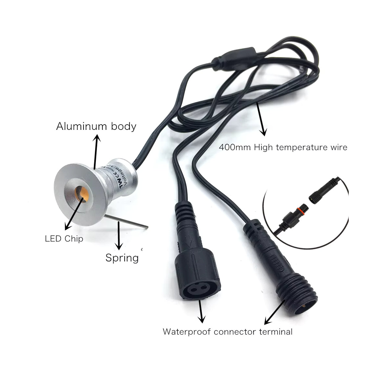 YELEDWAY LED Einbau-Unterflurleuchte IP67 Wasserdicht, 1W Outdoor Garten Spotlicht aus Aluminium in Silber - Bild 4