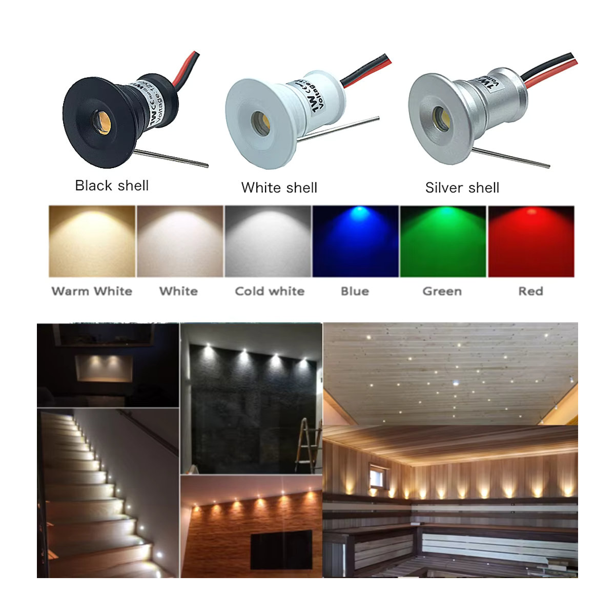 YELEDWAY LED Einbaustrahler Mini Spot 12V in Silber, IP65 wasserdichte Wegeleuchte aus Aluminium für Treppen und Außenbereiche - Bild 6