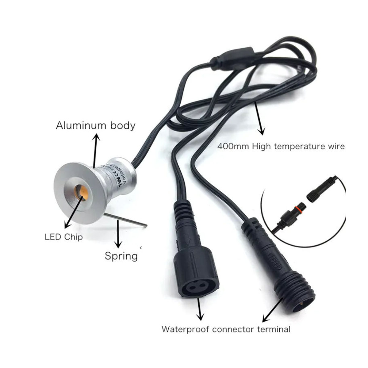 YELEDWAY Mini LED Einbauleuchte IP67 Wasserdicht 12V aus Edelstahl und Aluminium für Garten und Landschaftsbau - Bild 4