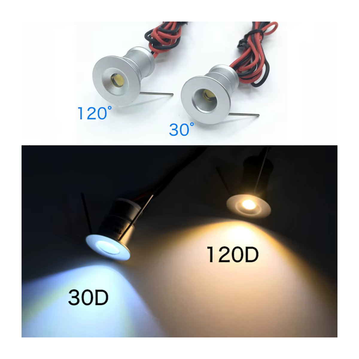 YELEDWAY Mini LED Einbaustrahler 12V IP65 aus Aluminium in Weiß, Schwarz oder Silber mit Treiber - Bild 3