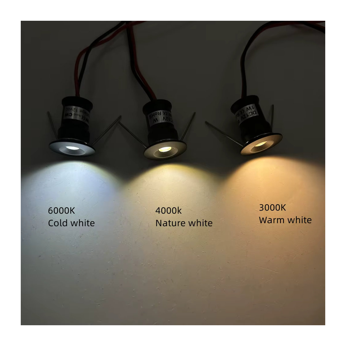 YELEDWAY Mini LED-Einbaustrahler in Schwarz, 1W dimmbarer Downlight aus Aluminium für Vitrinen, Schränke und Küchen - Bild 4