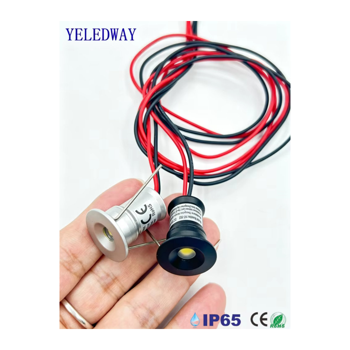 YELEDWAY Mini LED-Einbaustrahler in Schwarz, 1W dimmbarer Downlight aus Aluminium für Vitrinen, Schränke und Küchen - Bild 6