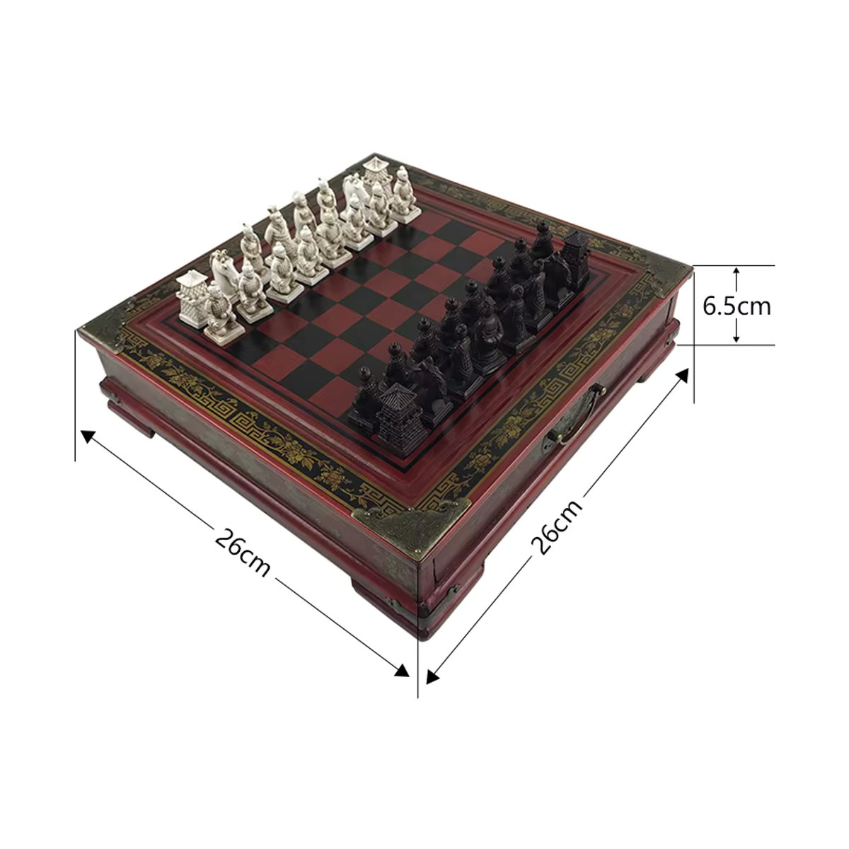 Yernea Retro-Schachspiel-Kollektion Terrakotta-Krieger-Schach aus Kunstharz und Holz, mehrfarbig, Höhe: 26 cm - Bild 3