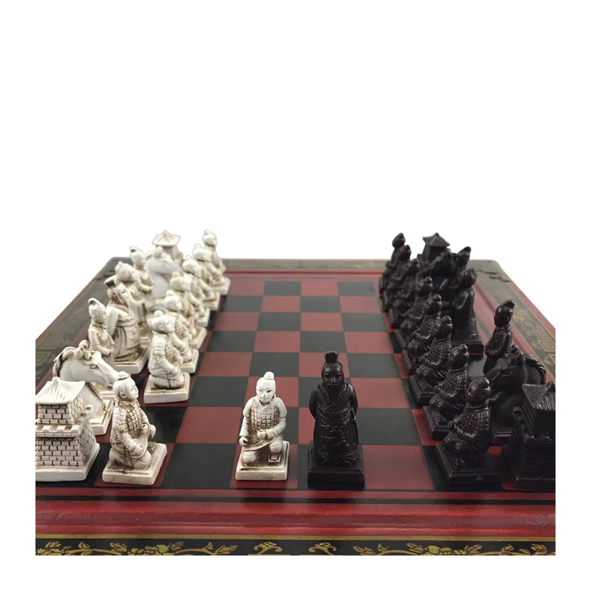 Yernea Retro-Schachspiel-Kollektion Terrakotta-Krieger-Schach aus Kunstharz und Holz, mehrfarbig, Höhe: 26 cm - Bild 5