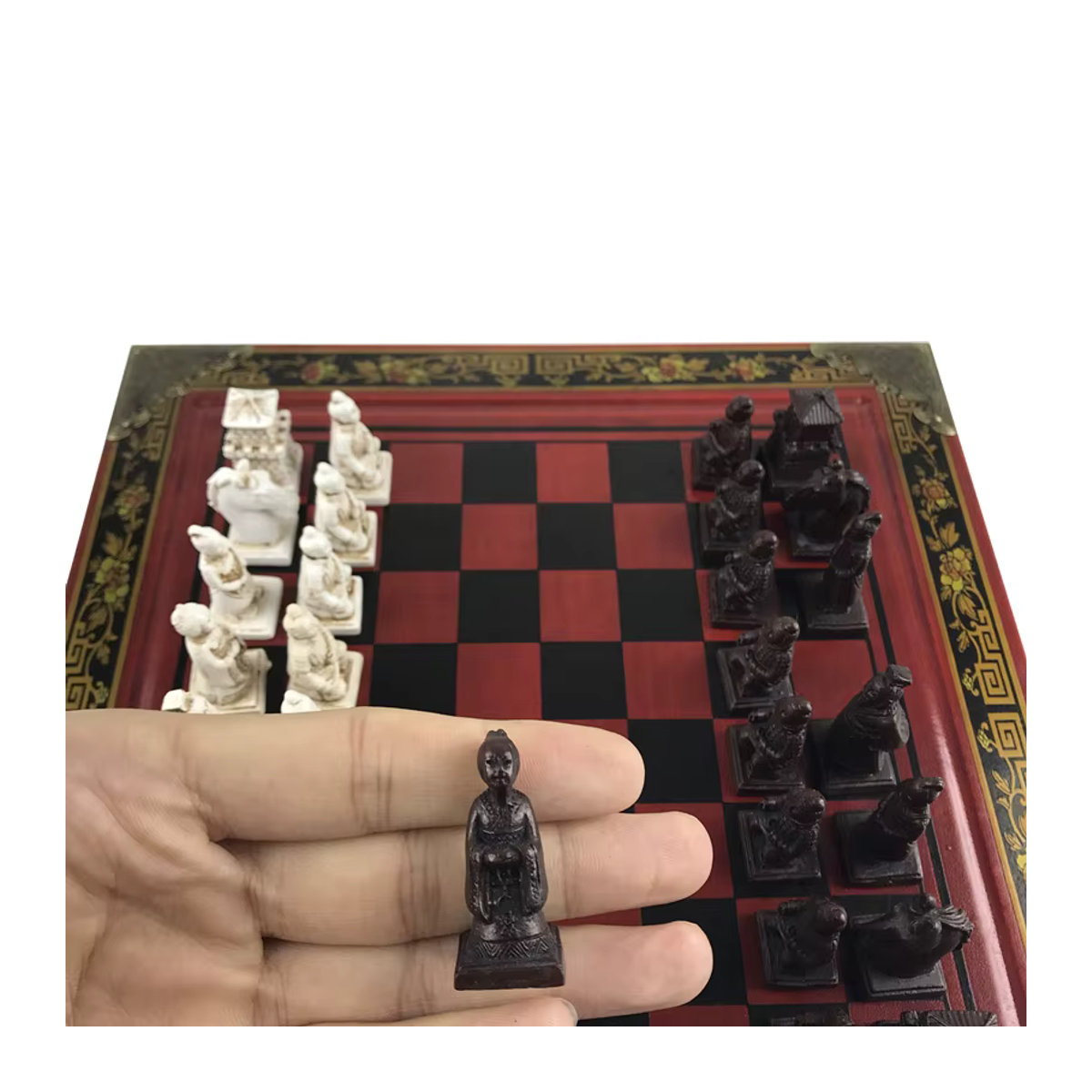 Yernea Retro-Schachspiel-Kollektion Terrakotta-Krieger-Schach aus Kunstharz und Holz, mehrfarbig, Höhe: 26 cm - Bild 6