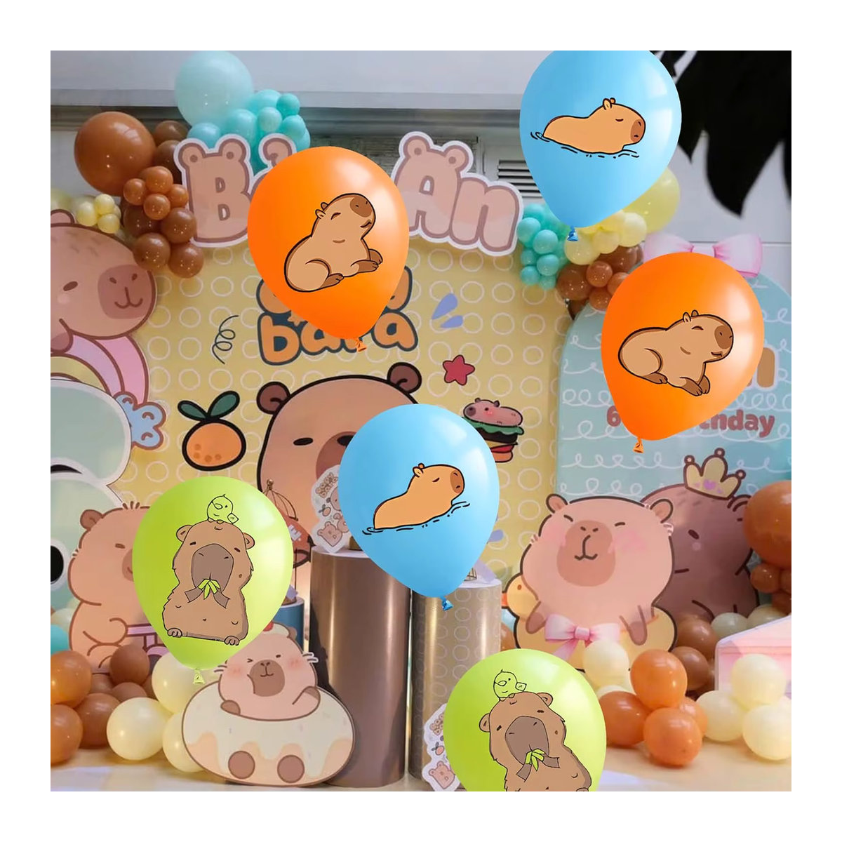 Yibenlun Capybara Latex Ballons Mehrfarbig für Geburtstag und Kinderparty Dekoration - Bild 2
