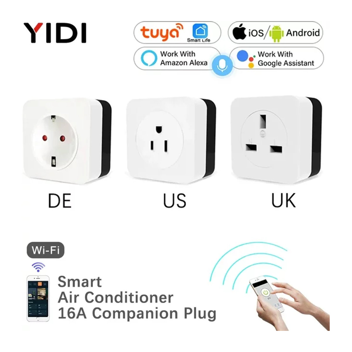 YIDIELE Smart WiFi Klimaanlagen Steckdose mit IR Fernbedienung in Weiß für Tuya und Smart Life, kompatibel mit Alexa und Google Home - Bild 1