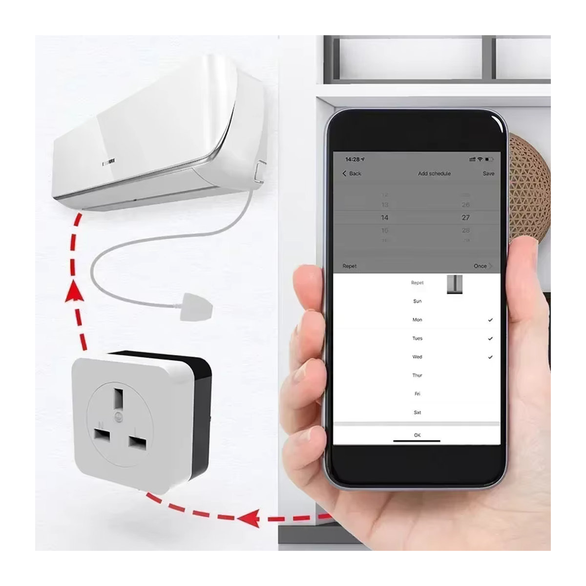 YIDIELE Smart WiFi Klimaanlagen Steckdose mit IR Fernbedienung in Weiß für Tuya und Smart Life, kompatibel mit Alexa und Google Home - Bild 2