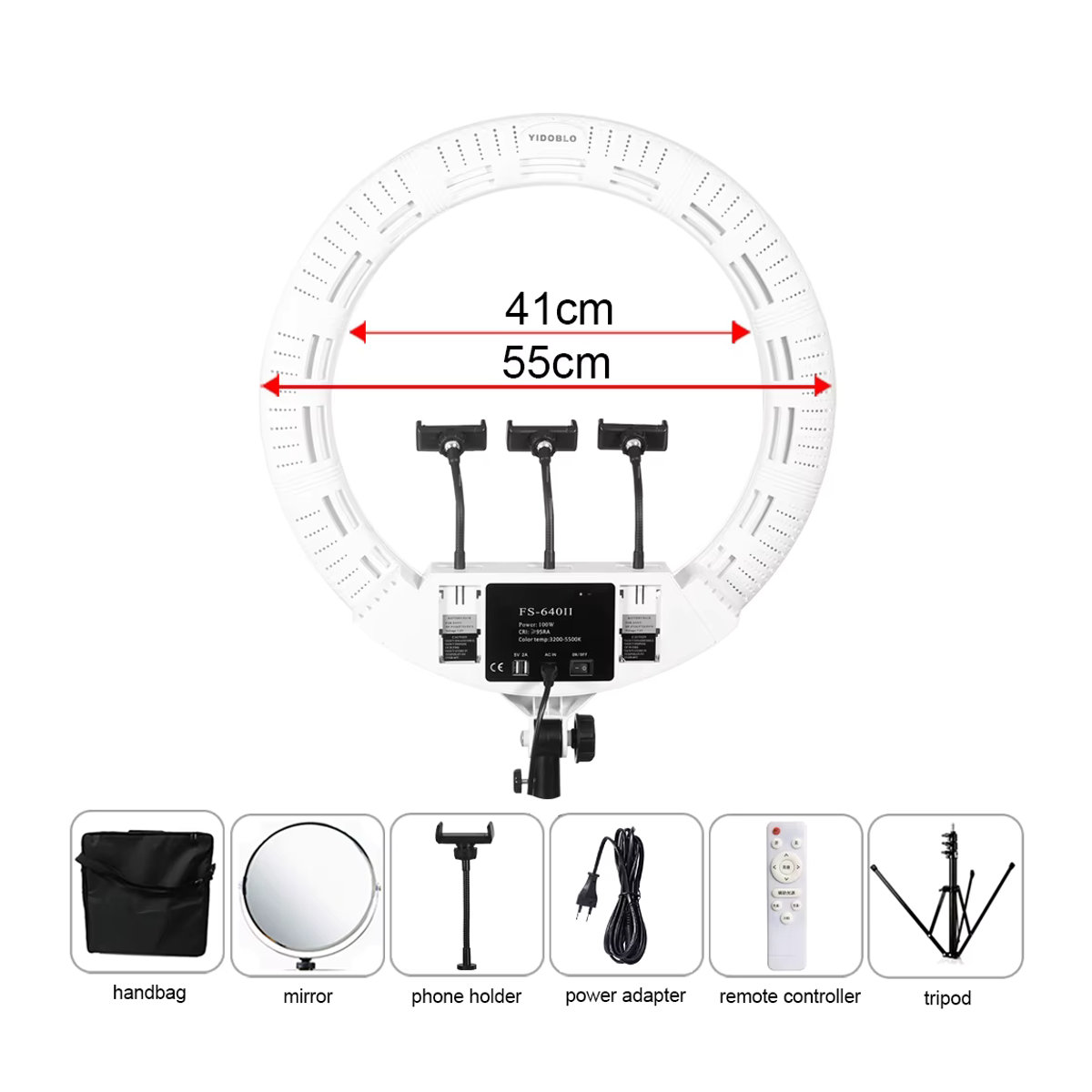 Yidoblo FS640II Professionelle 22-Zoll LED Ringlampe mit Stativ 100 W für Make-up, Tattoo, Video und Fotostudio mit CRI95 - Bild 6