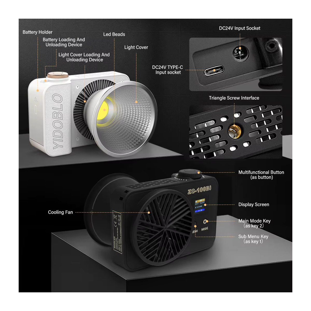 Yidoblo LED Taschenfülllicht 100 W dimmbar mit - Bild 3