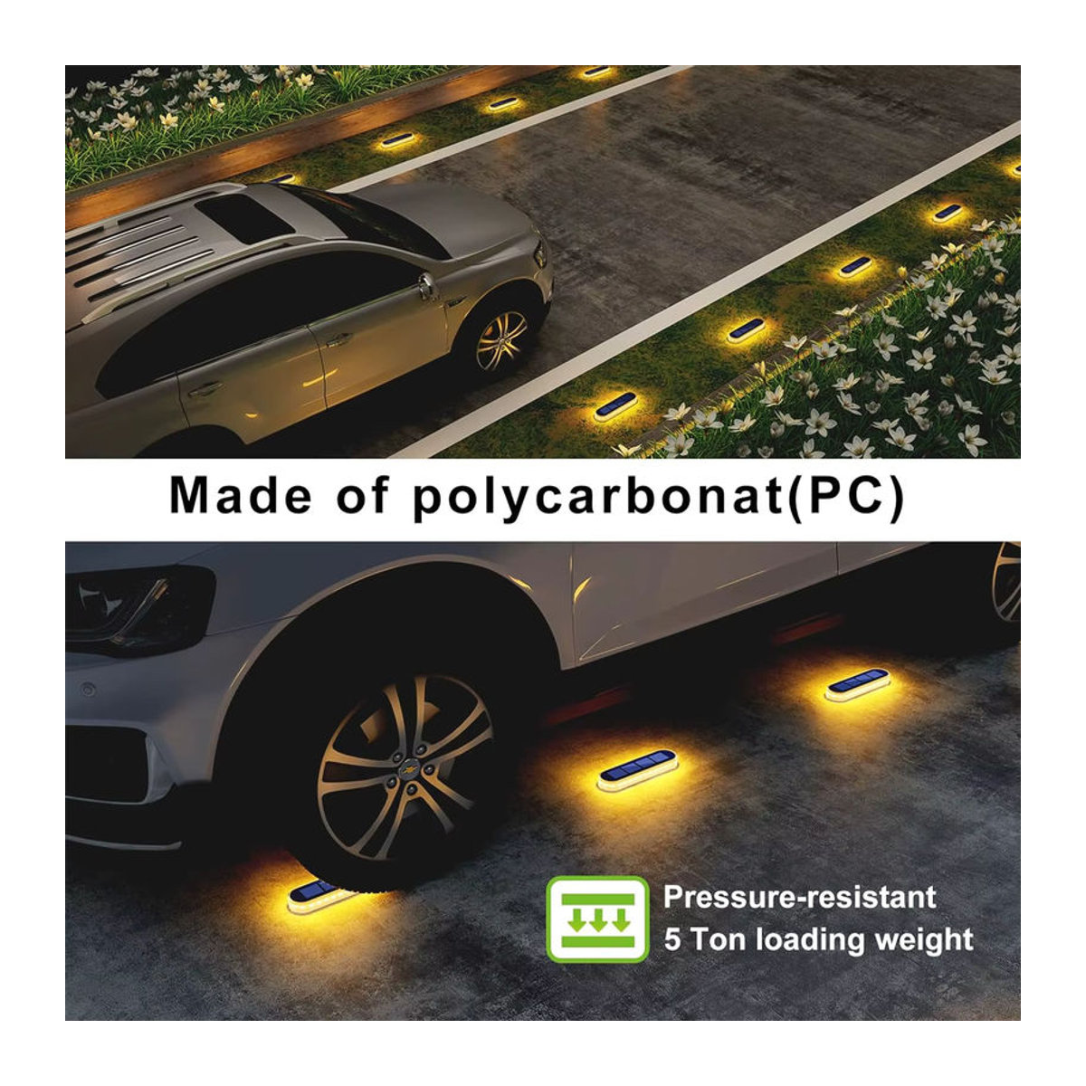 Yilaie LED Solar-Gartenleuchten Schwarz IP68 Wasserdicht Minimalistisch für Treppen, Zaun und Terrasse - Bild 4