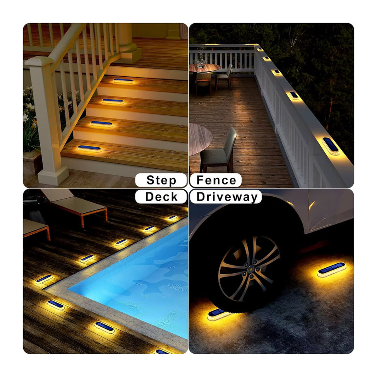 Yilaie LED Solar-Gartenleuchten Schwarz IP68 Wasserdicht Minimalistisch für Treppen, Zaun und Terrasse - Bild 5