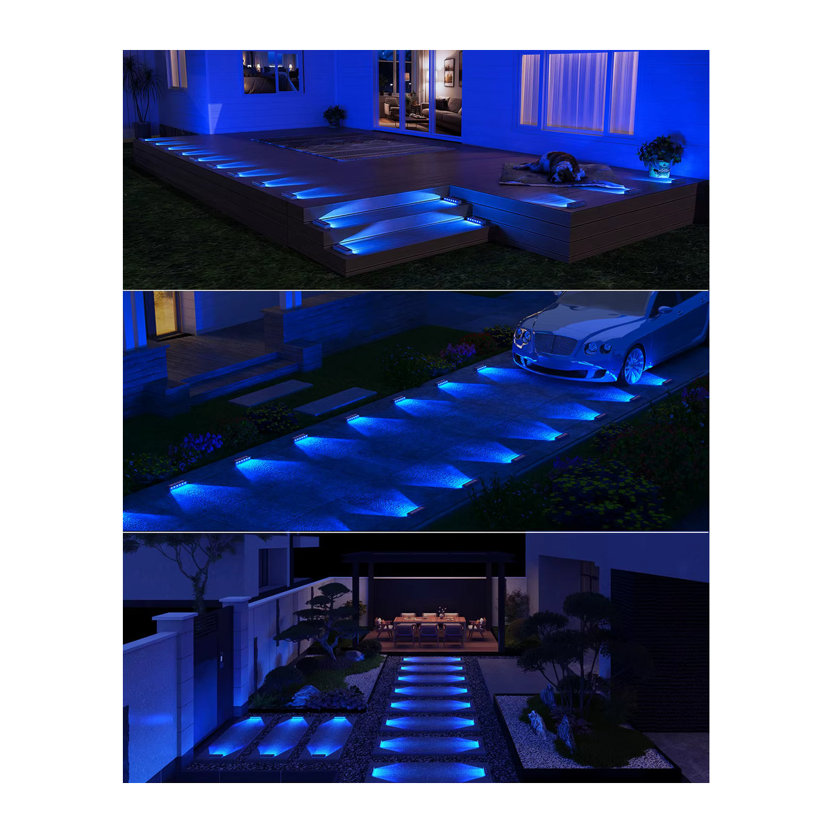 Yilaie LED Solar Wegeleuchten im 4er Pack, Blau, Wasserdicht IP68, Moderne Solar Treppenlichter für Außen - Bild 5