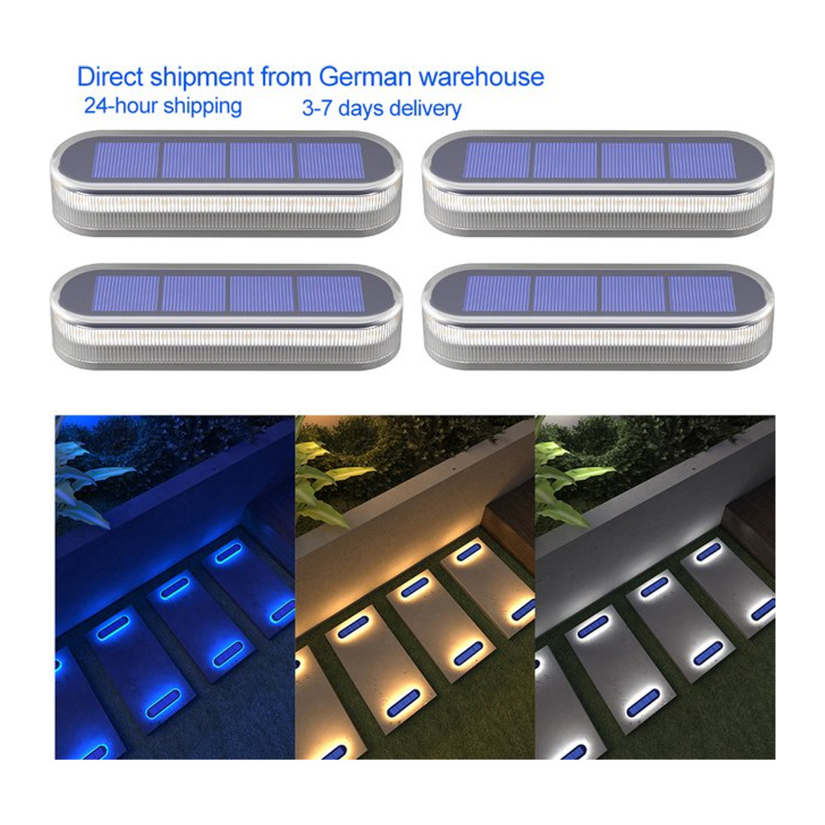 Yilaie Solar Deck Licht Outdoor Solarleuchte mit 30 LEDs, IP68 wasserdicht, Silber, minimalistisches Design für Geländer, Zaun und Hof - Bild 1