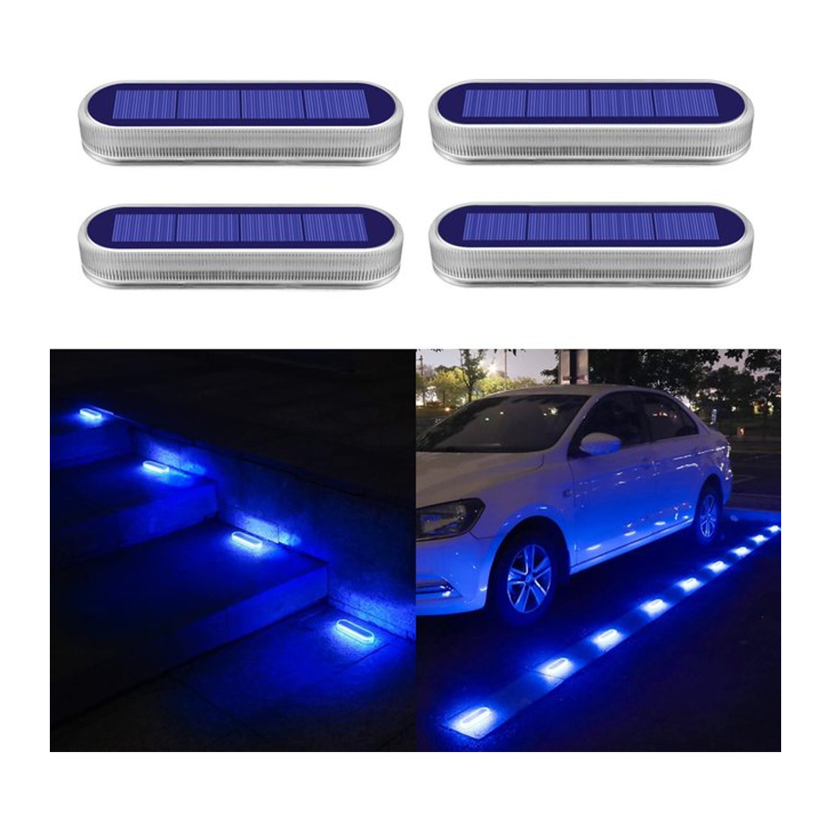 Yilaie Solar LED Außenbeleuchtung IP68 Wasserdicht Blau Modern Solarleuchte für Deck und Einfahrt - Bild 1