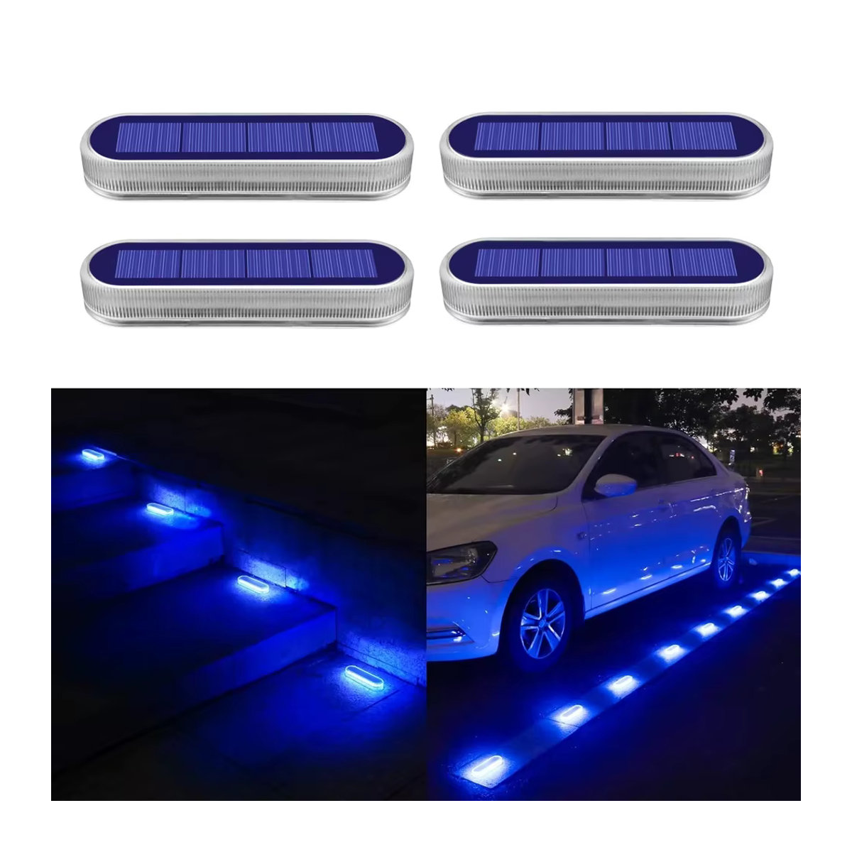 Yilaie Solar LED Außenbeleuchtung IP68 Wasserdicht Blau Modern Solarleuchte für Deck und Einfahrt - Bild 7