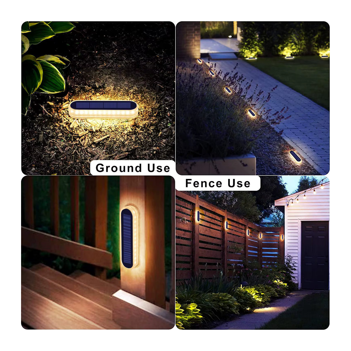 Yilaie Solar-Stufenleuchten aus Polycarbonat in Schwarz mit warmweißer LED und IP68 Wasserdichtigkeit für Terrasse, Treppen und Gehwege - Bild 6
