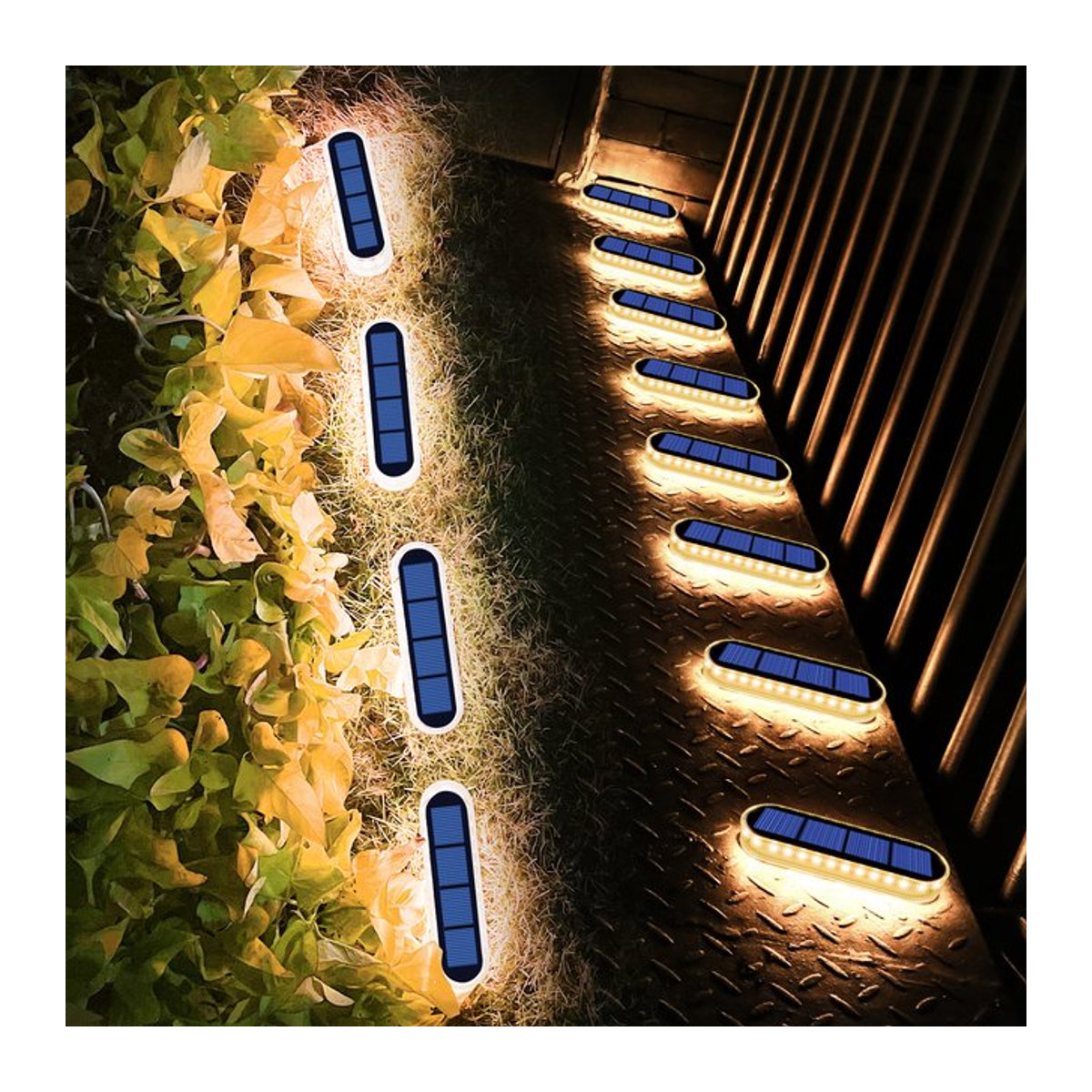 Yilaie Solar-Terrassenleuchten IP68 Wasserdichte LED-Wegeleuchte in Weiß für Treppen und Einfahrten - Bild 1