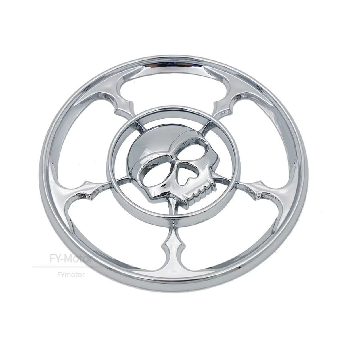YINGZHAOTENG Motorrad Lautsprecher Grill Abdeckung mit Schädel-Design in Chrom Silber für Harley Touring Electra Street Glide Trikes 4 1/2 Zoll - Bild 2