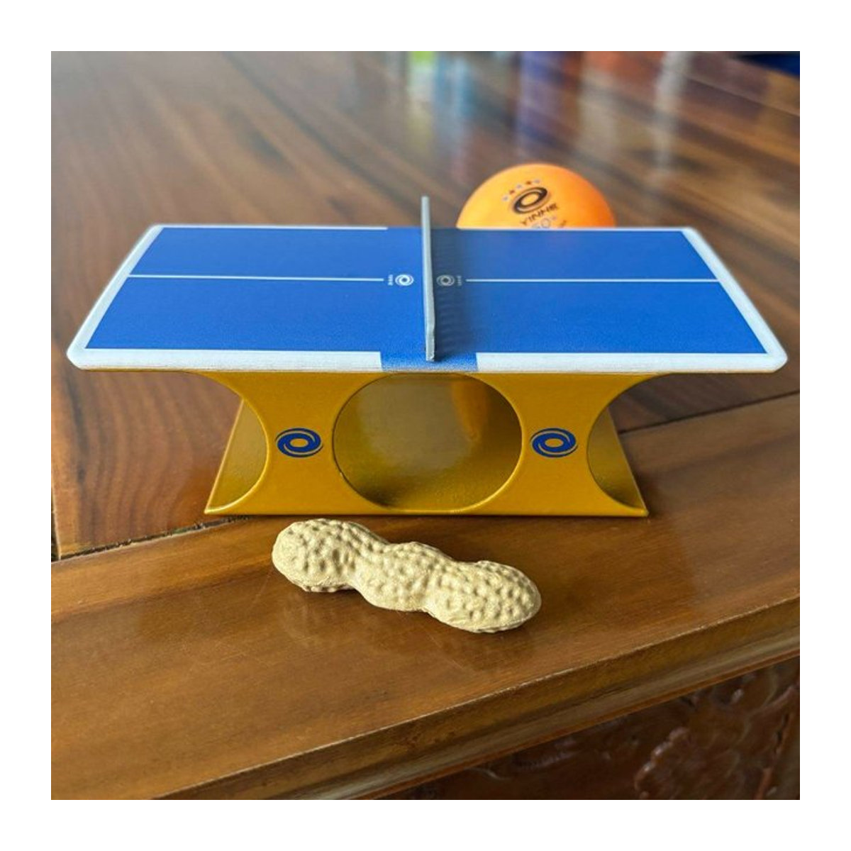 YINHE Mini-Tischtennistisch als kleines Tisch-Ornament in Schwarz und Blau, B/T/H: 15 x 8 x 4 cm - Bild 1