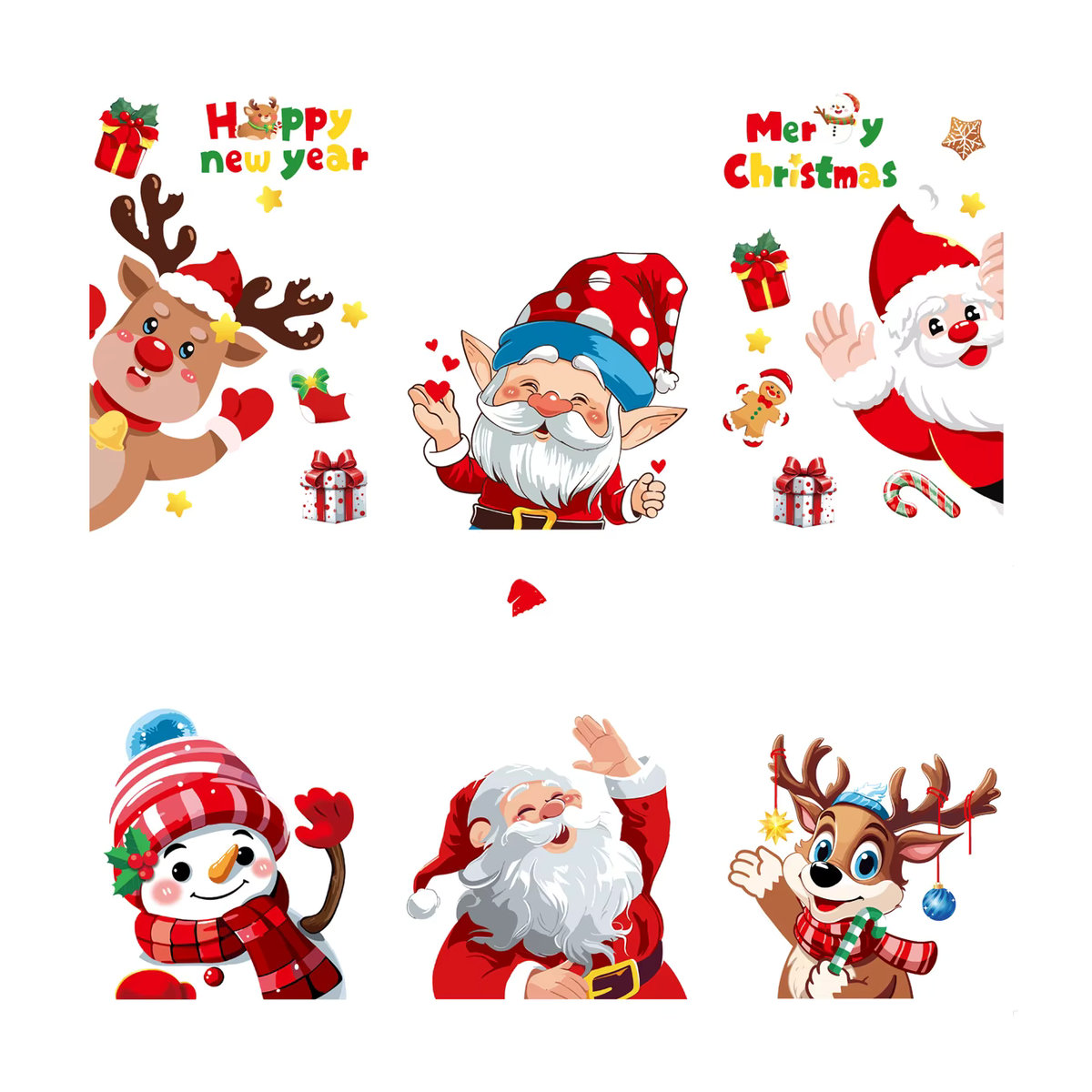 YINLCENT Weihnachtliche Glasaufkleber Set mit Weihnachtsmann, Schneemann und Rentier, Mehrfarbige Weihnachtsdekoration für Fenster und Spiegel - Bild 4