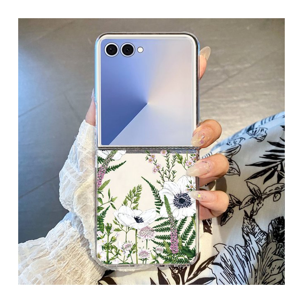 YISHANGOU Handyhülle mit floralem Blumenmuster für Samsung Galaxy Z Flip 3 4 5 6 7 5G, mehrfarbig, aus Kunststoff - Bild 1