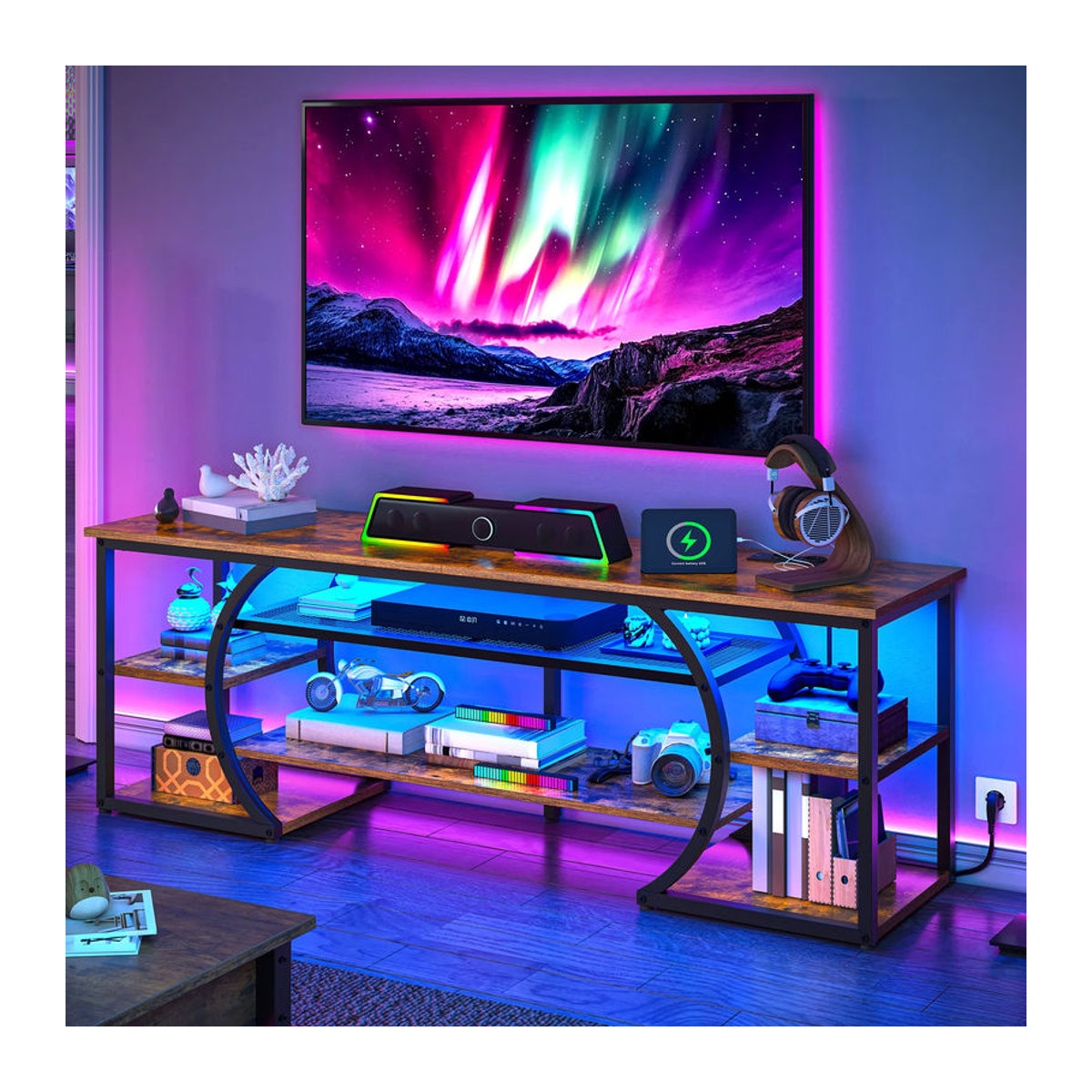 YITAHOME TV-Lowboard in Braun im Landhaus- und Industrial-Stil mit 160 cm Breite - Bild 2