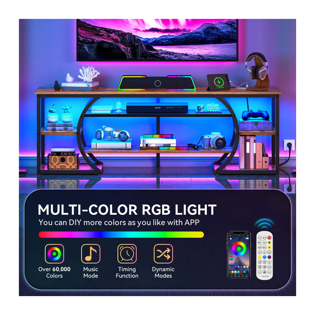 YITAHOME TV-Lowboard in Braun im Landhaus- und Industrial-Stil mit 160 cm Breite - Bild 3