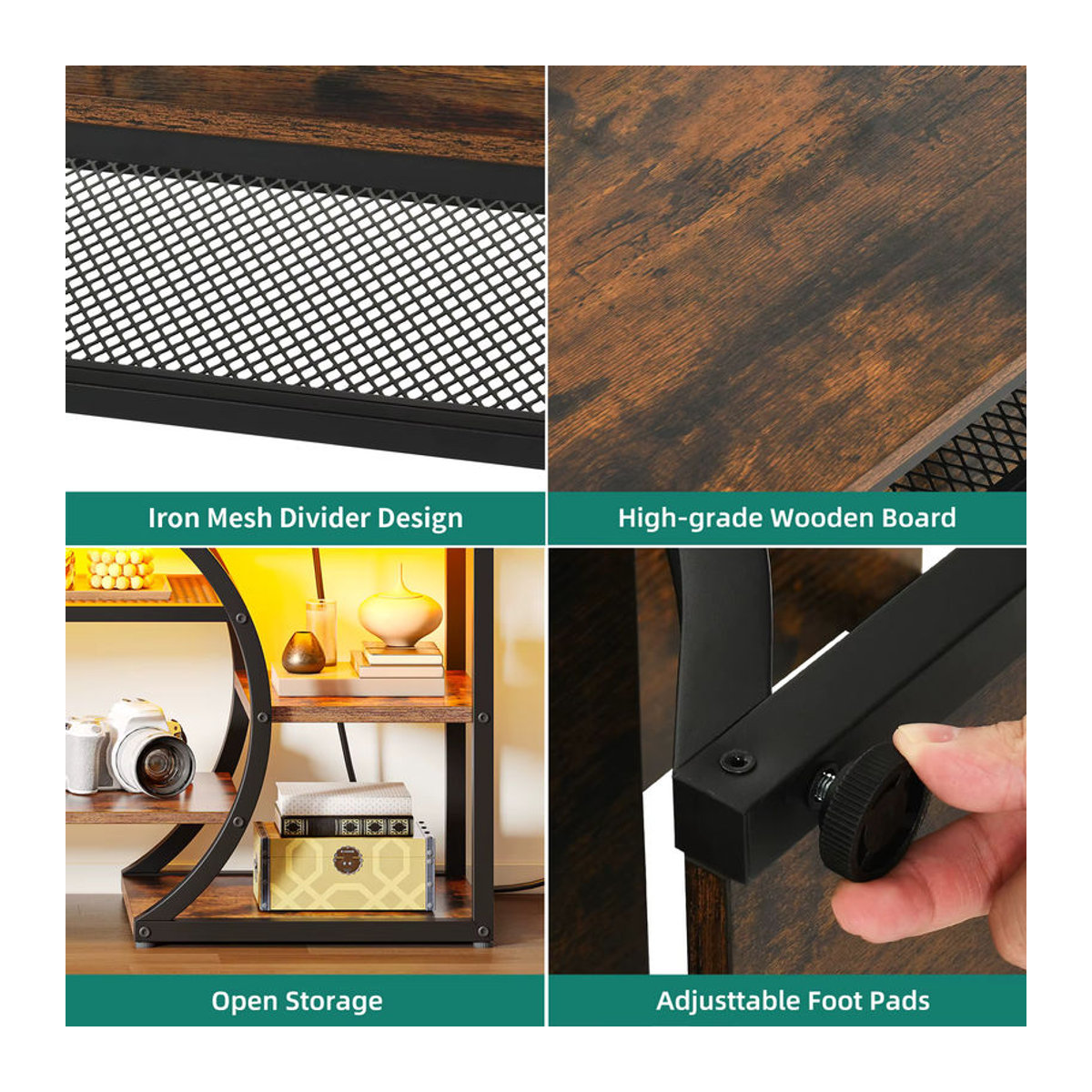 YITAHOME TV-Lowboard in Braun im Landhaus- und Industrial-Stil mit 160 cm Breite - Bild 4